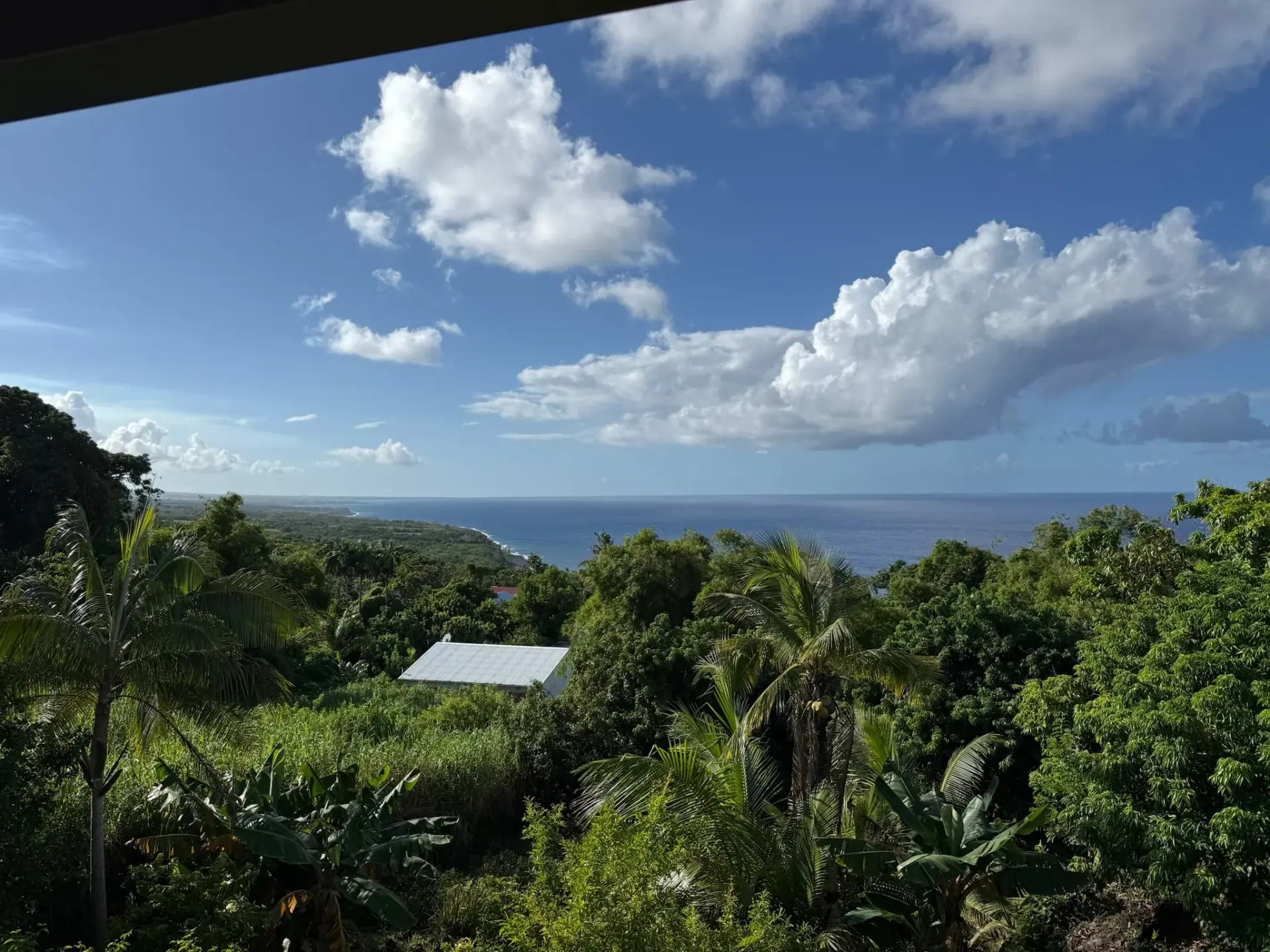 Vue panoramique sur l'Océan Indien depuis la terrasse de la Villa Bigaradier à Sainte-Rose, île de la Réunion