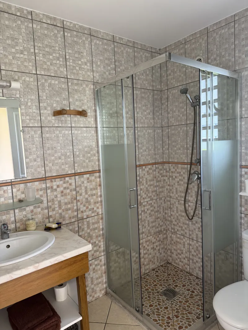 En-suite bathroom with walk-in shower at Villa Bigaradier, Sainte-Rose