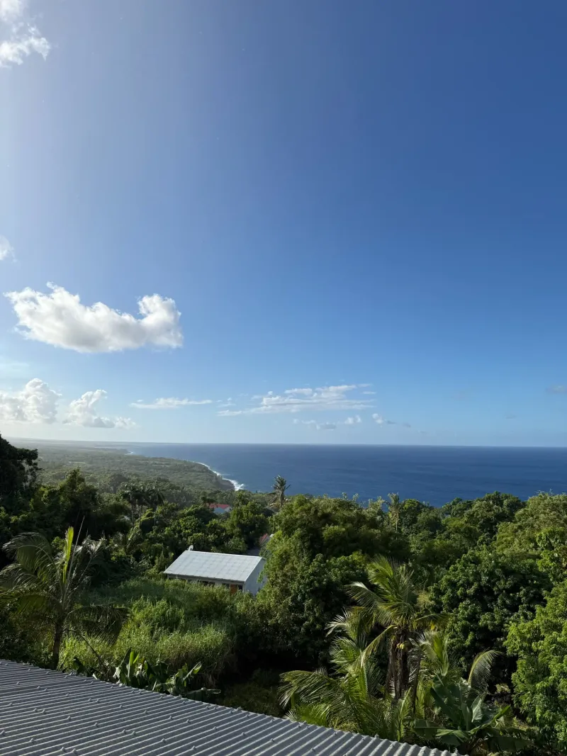 View over the Indian Ocean from terrace at Villa Bigaradier, East Coast Réunion